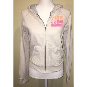 Victoria Secret PINK Beige Zip Up Hoodie Size M